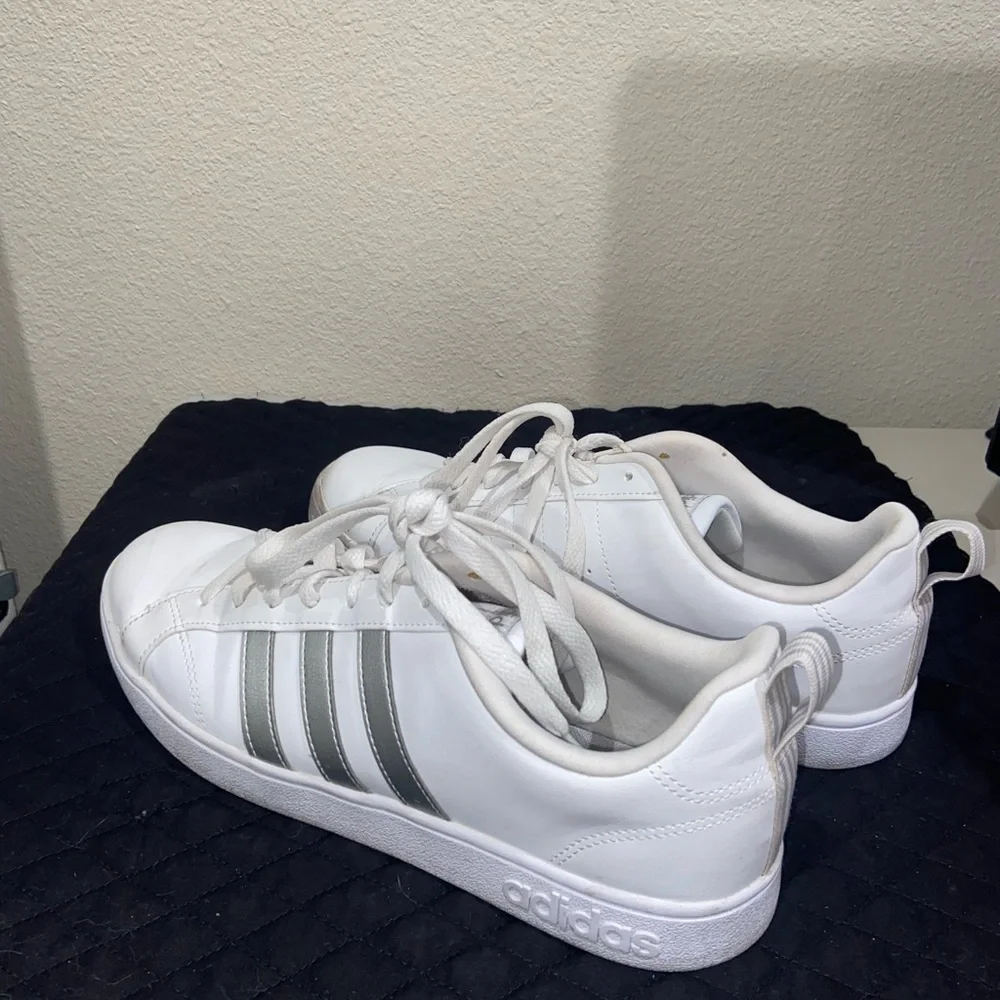 Adidas White Sneakers with Silver Stripes - Picture 2 of 2